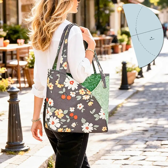Finished tote example worn over the shoulder