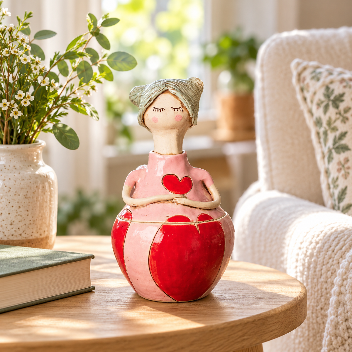 Fernheart fairy jar styled beside a reading chair