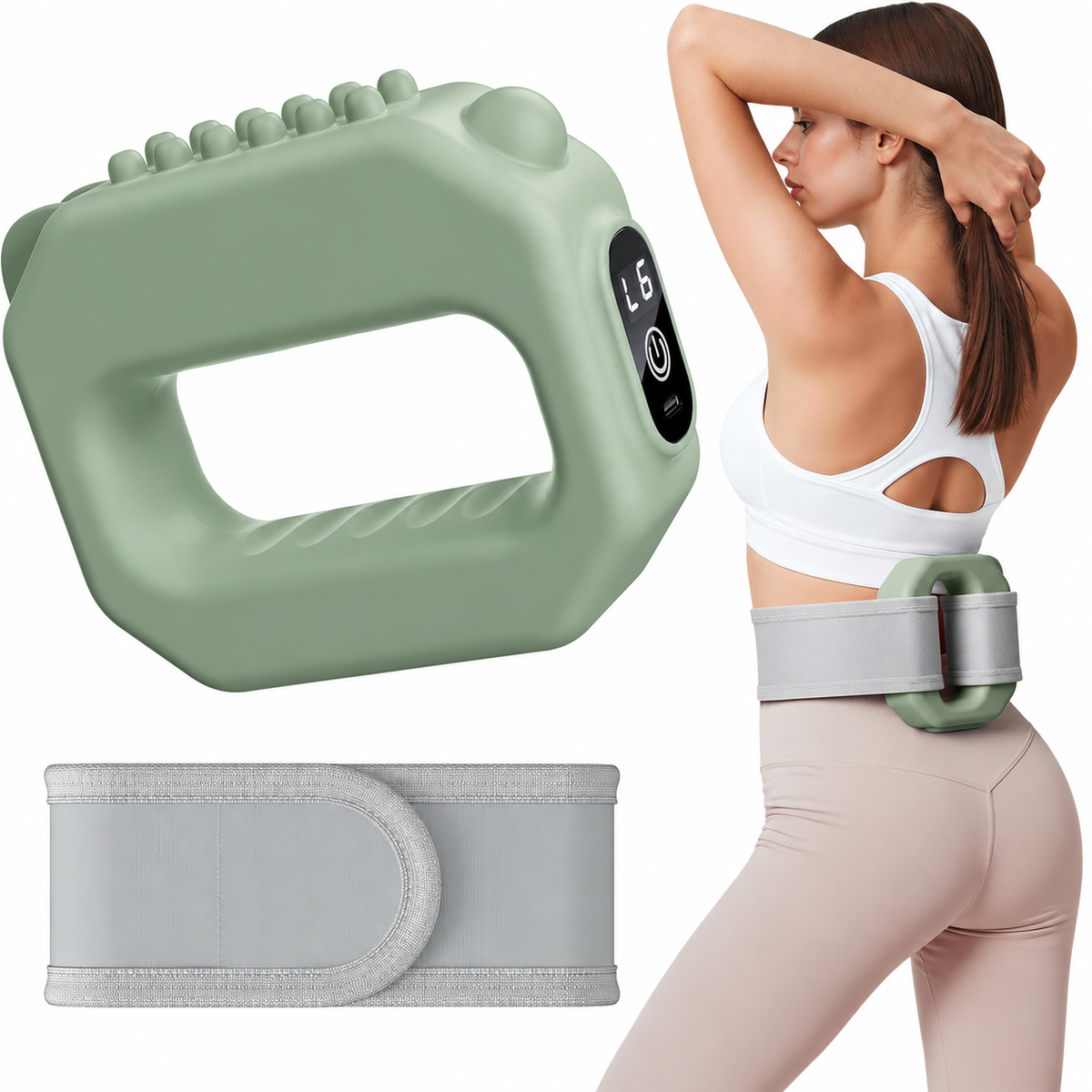 AI-created green color variant — fascia ring massager