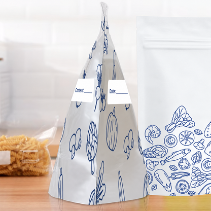 Gusseted stand-up pouch for organized food storage