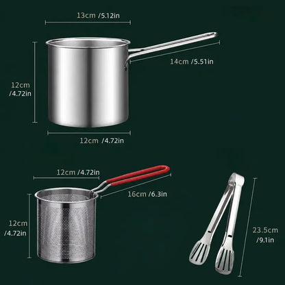 Stainless steel deep fryer set — product view 10