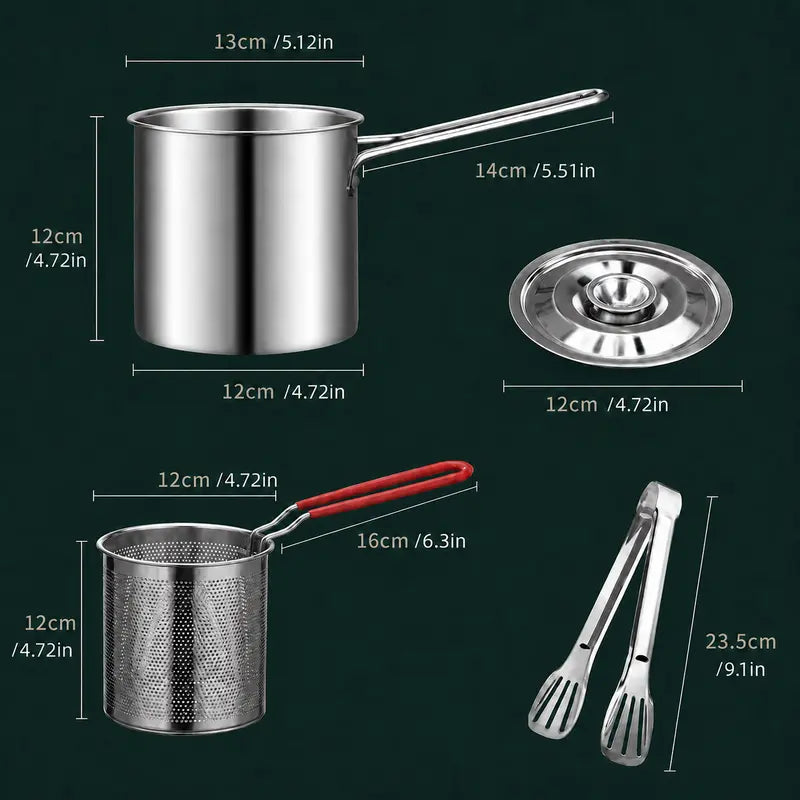 Stainless steel deep fryer set — product view 11