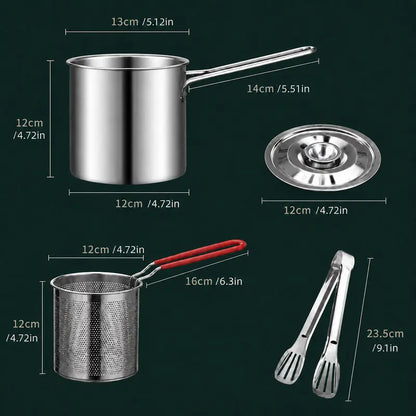 Stainless steel deep fryer set — product view 11