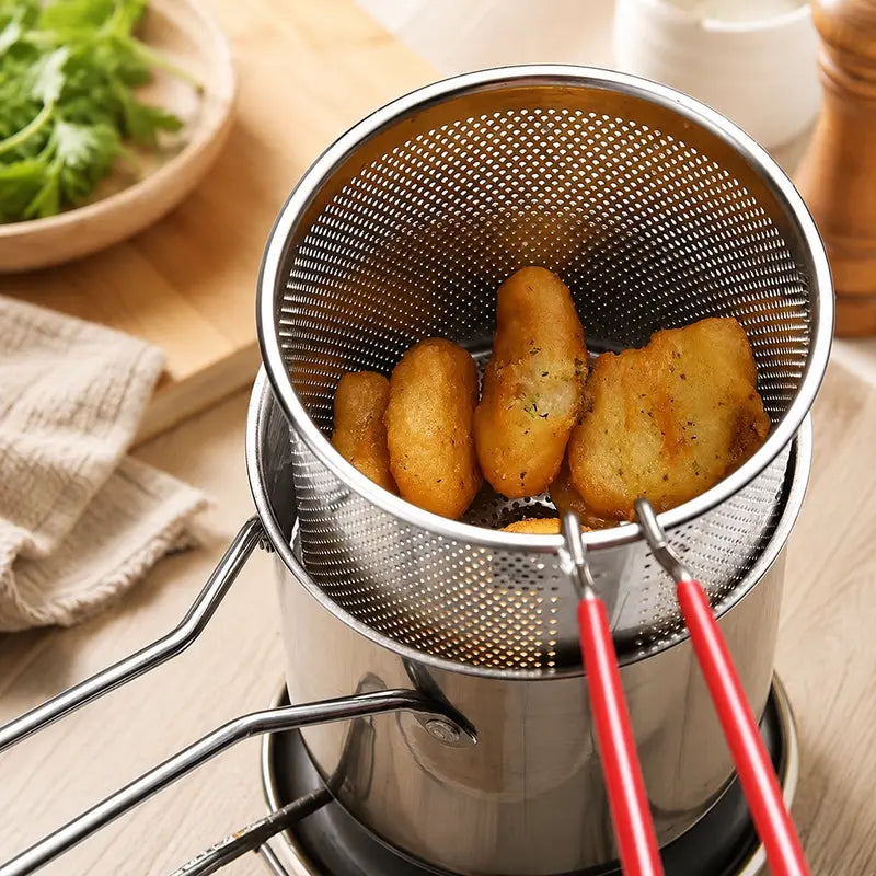 Stainless steel deep fryer set — product view 3