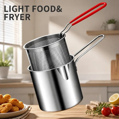Stainless steel deep fryer set — product view 6