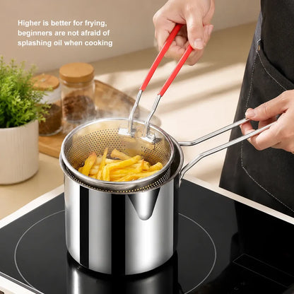 Stainless steel deep fryer set — product view 7