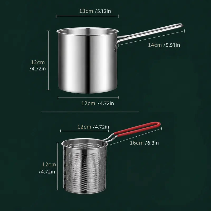 Stainless steel deep fryer set — product view 9