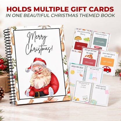 Christmas gift card book pages and presentation