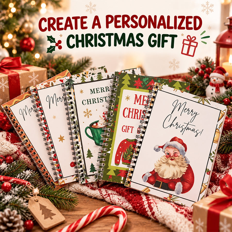 Christmas gift card book pages and presentation