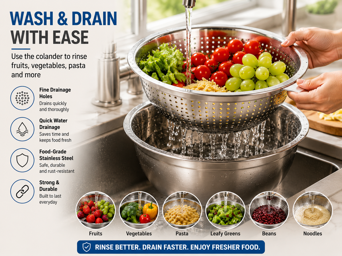 Stainless steel grater bowl and colander set product details