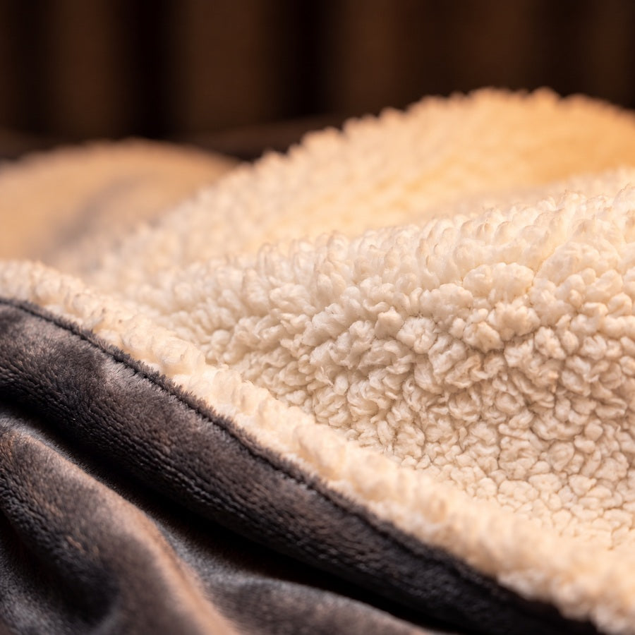 Plush outer fabric and soft cream lining