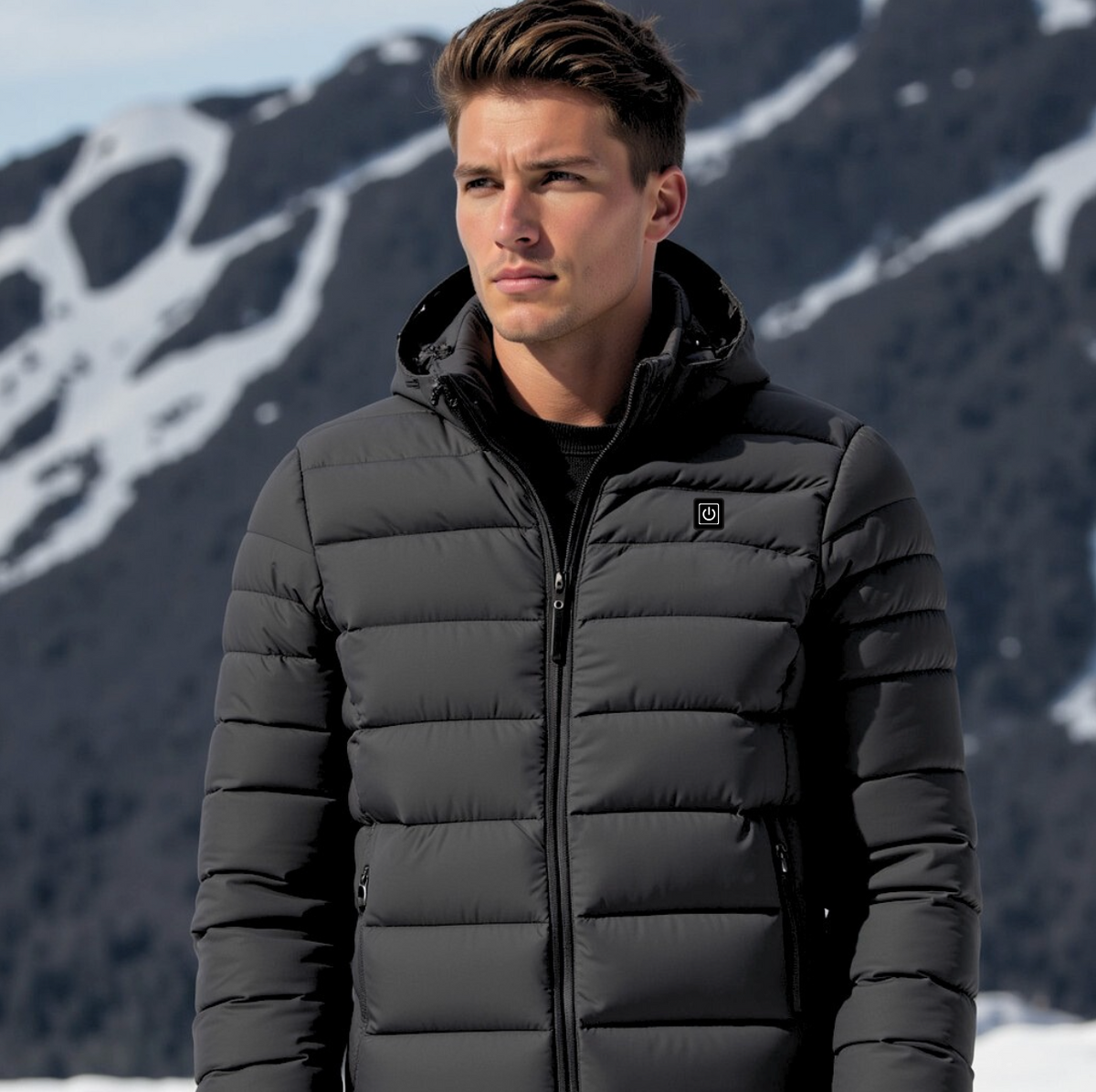 Unisex heated jacket — black jacket in winter