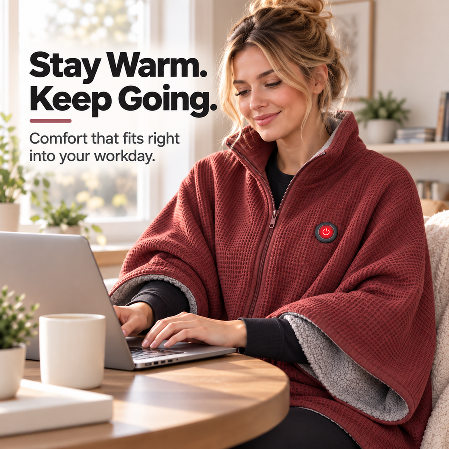 Hands-free wearable warmth at a desk