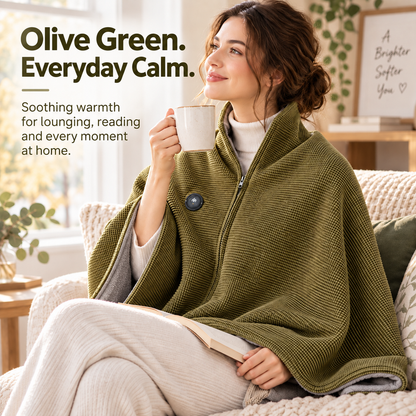Olive Green heated shawl for relaxing