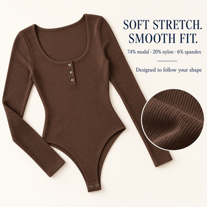 Modal Henley bodysuit — fabric feature illustration