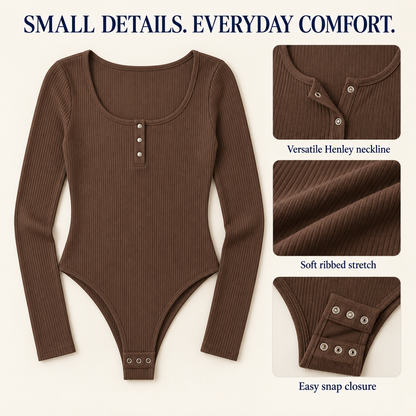 Modal Henley bodysuit — features feature illustration