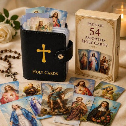 Holy Card Holder — black holder and 54 prayer cards