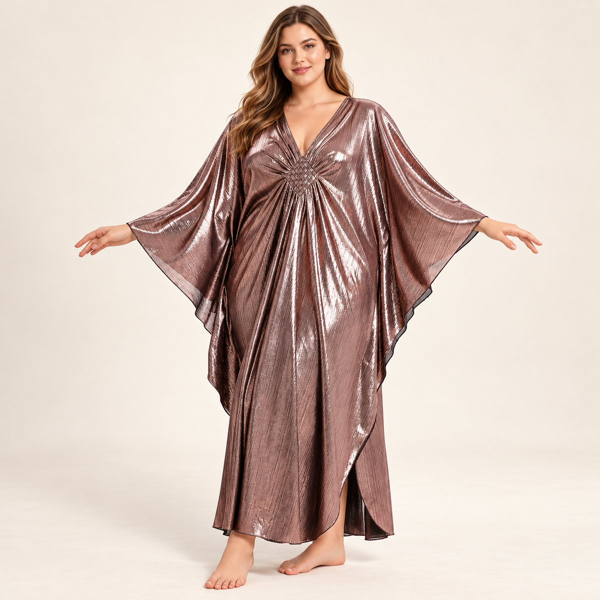 Aravelia shimmer kaftan brown