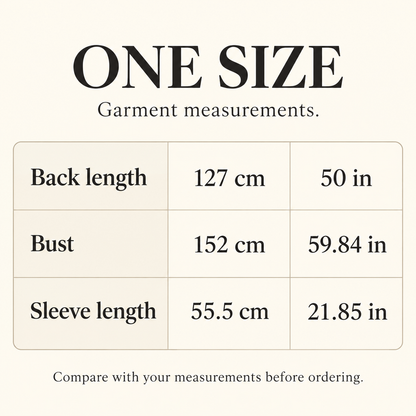 Aravelia shimmer kaftan size chart