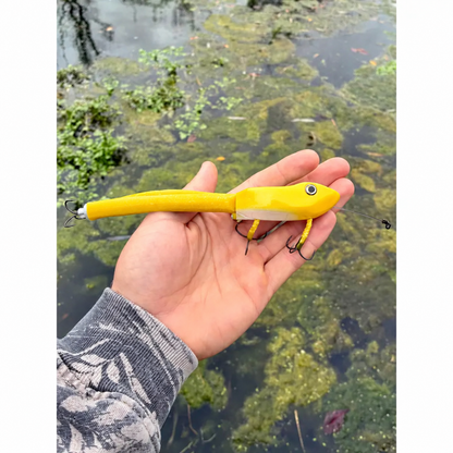 Yellow kicking frog topwater lure — AI-generated color variation