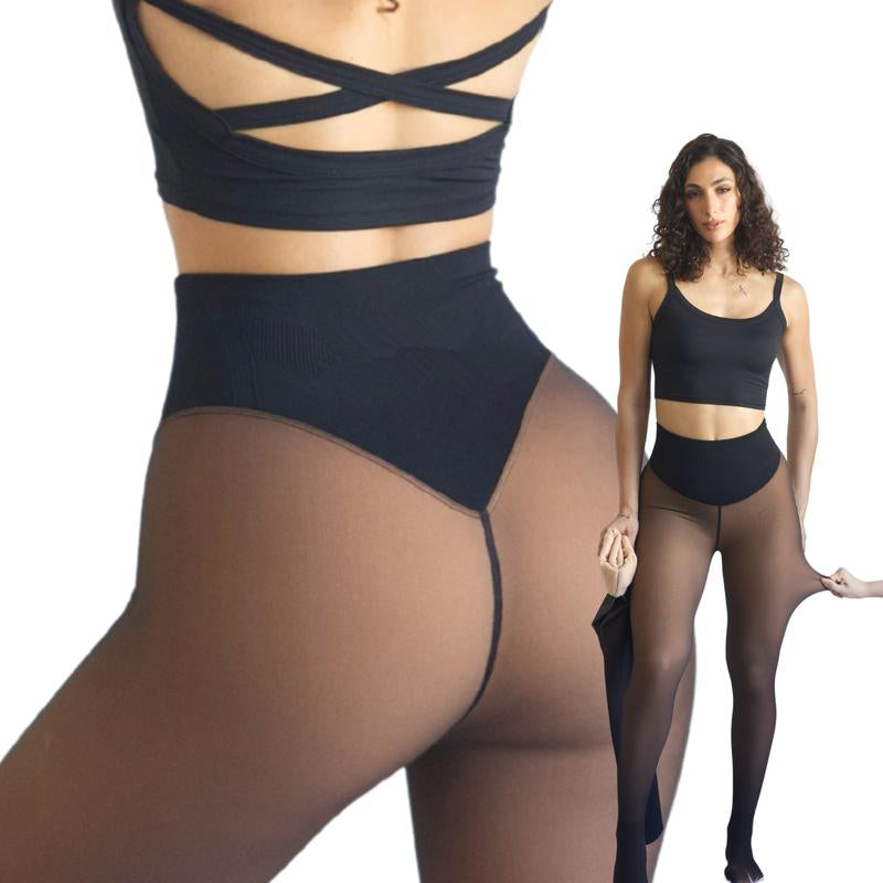 Tan fleece-lined shaping leggings