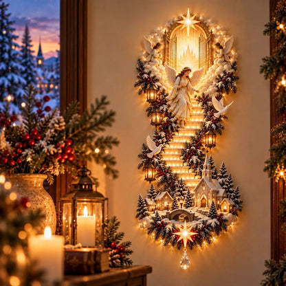 Angel display in a Christmas living room