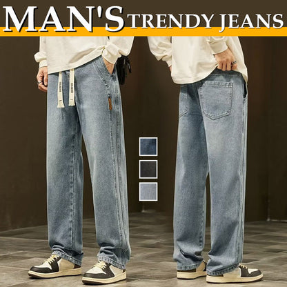 Loose straight-leg jeans styled with a casual top