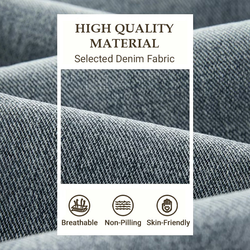 Close-up of the denim-look fabric