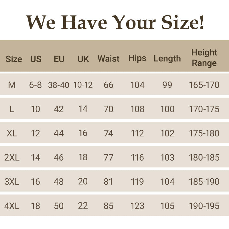 Original jeans size chart