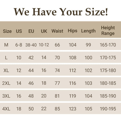 Original jeans size chart