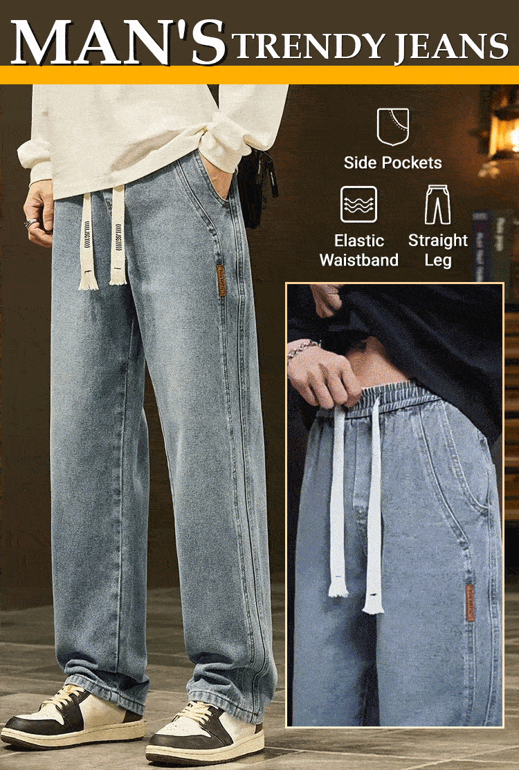 Animated jeans styling and waistband details