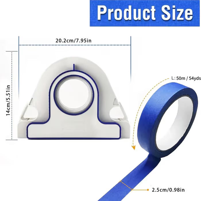 Applicator dimensions and optional 50m blue tape roll
