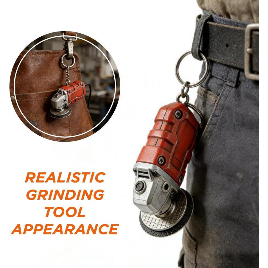 Mini grinder keychain attached to a belt loop
