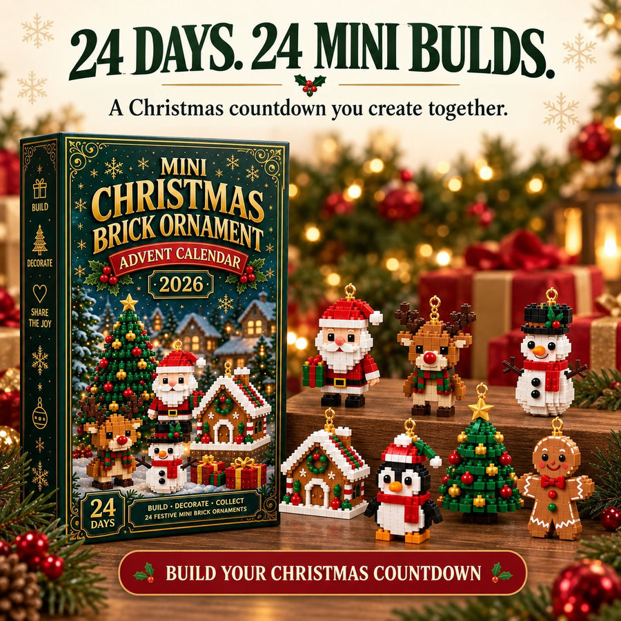 Christmas advent calendar with festive mini brick ornaments