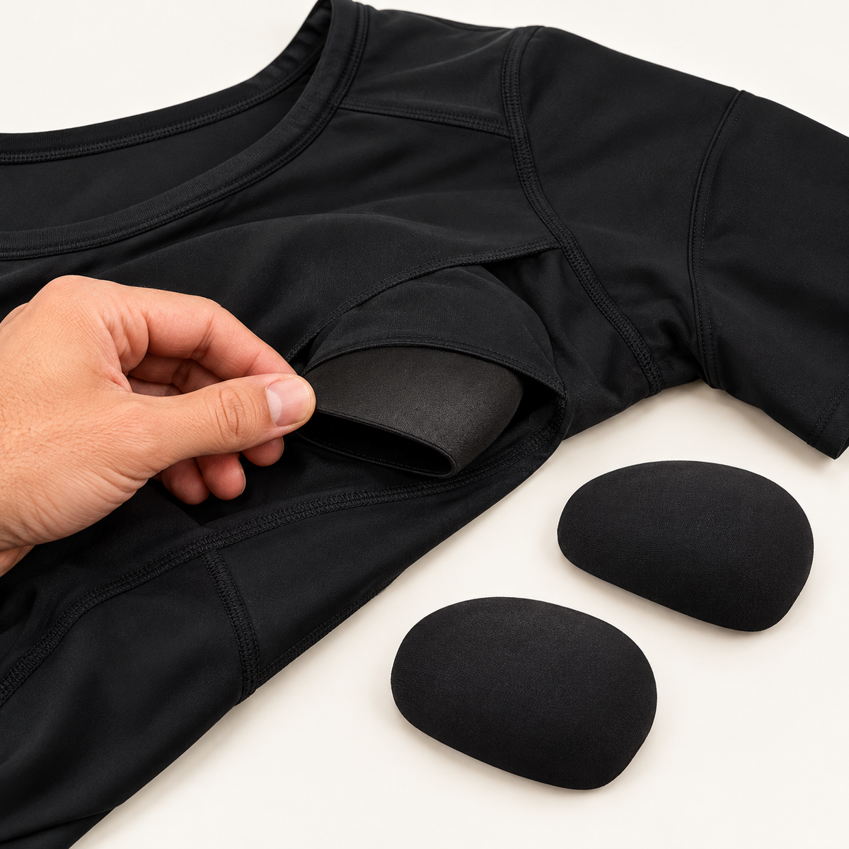 Individual muscle pad removed from its fabric pocket