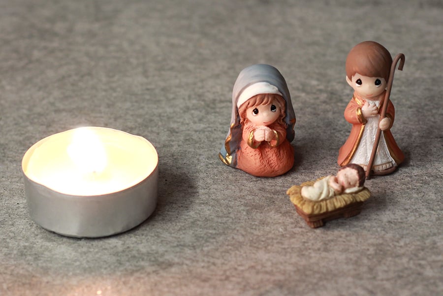 Mary, Joseph and the Christ child displayed together