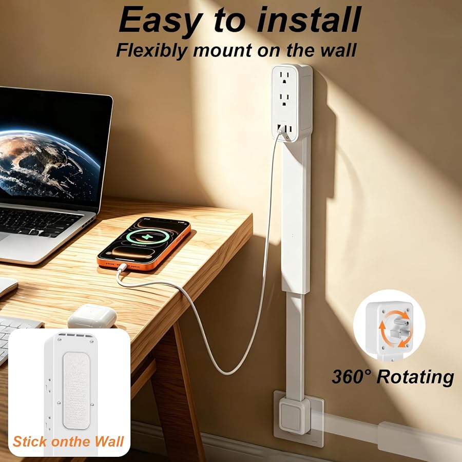 Outlet extender: tool-free bedside setup