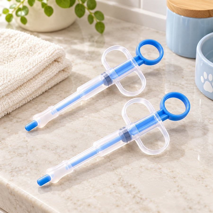 Blue 2-in-1 pet medicine feeder care — product illustration