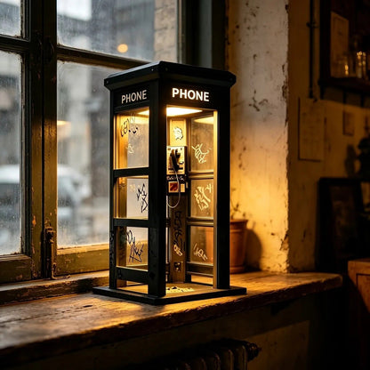 Vintage Phone Booth Ambient Lamp — window shelf display