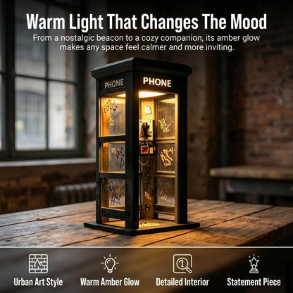 Vintage Phone Booth Ambient Lamp — warm ambient lighting details