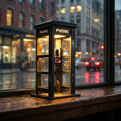 Vintage Phone Booth Ambient Lamp — evening window display