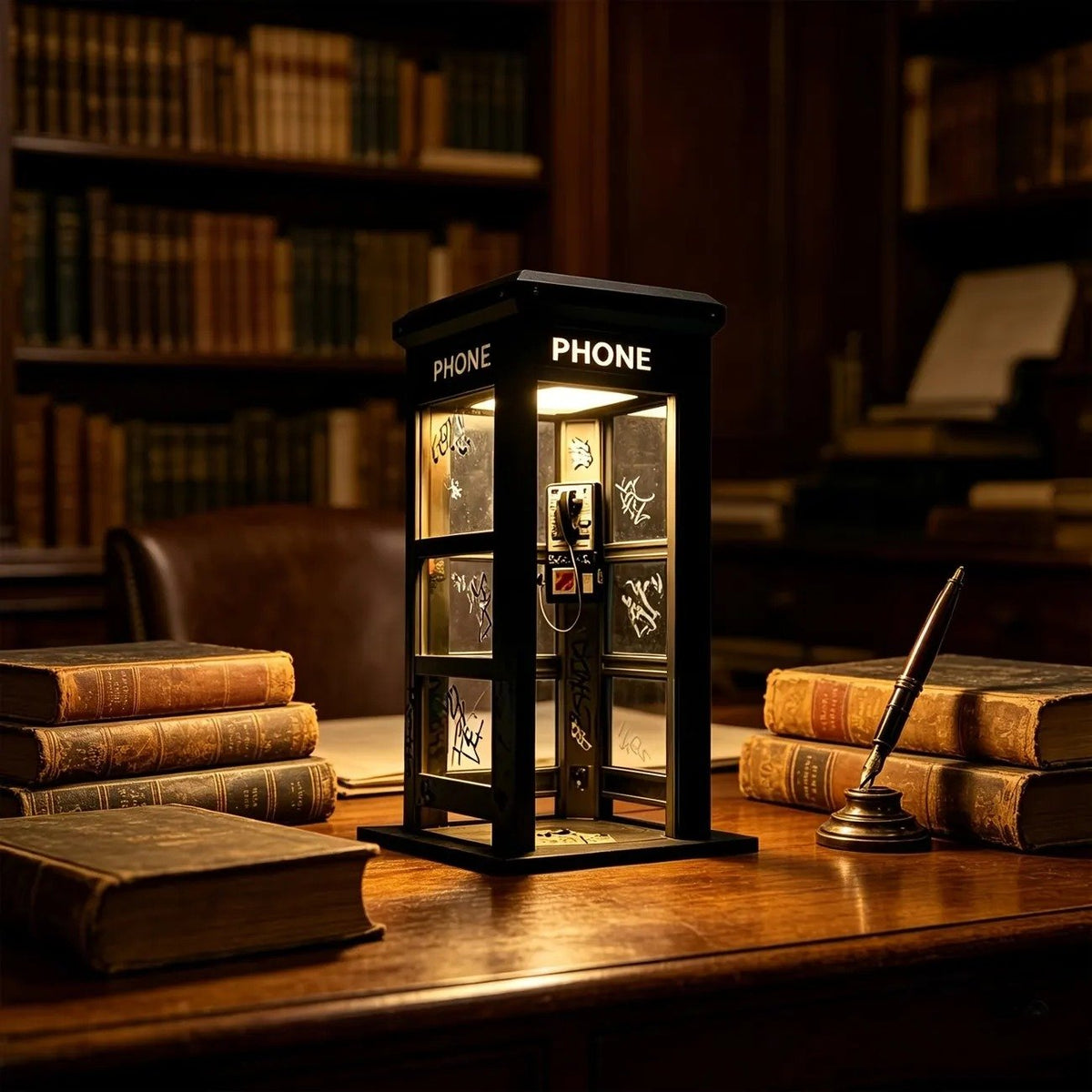 Vintage Phone Booth Ambient Lamp — reading corner