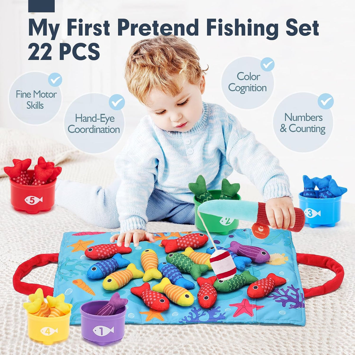 Hands-on toddler fishing and counting play