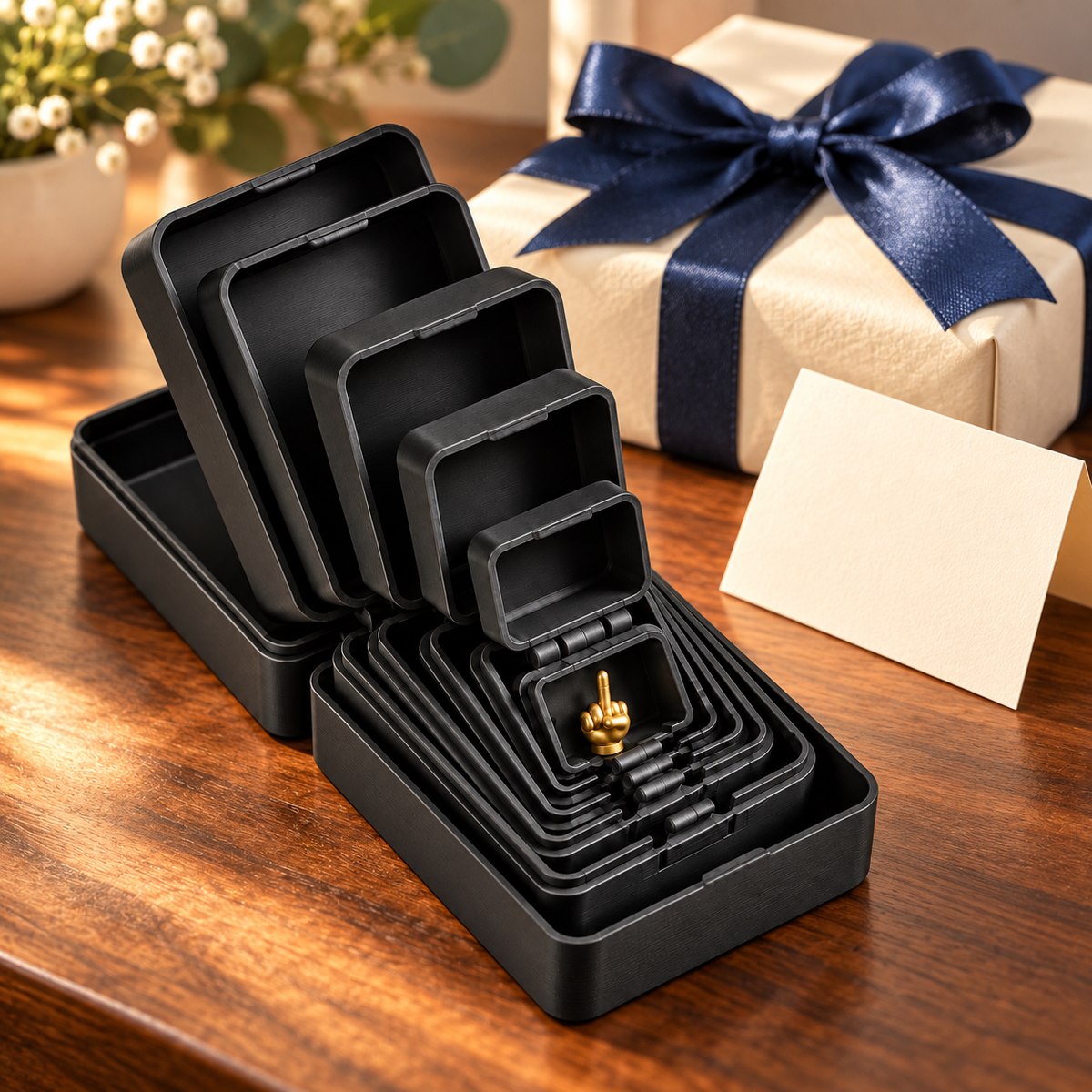 Aravelia six-layer prank gift box — lifestyle