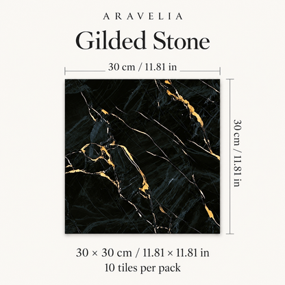 Gilded Stone — 10 tiles, each 30 × 30 cm (11.81 × 11.81 in)