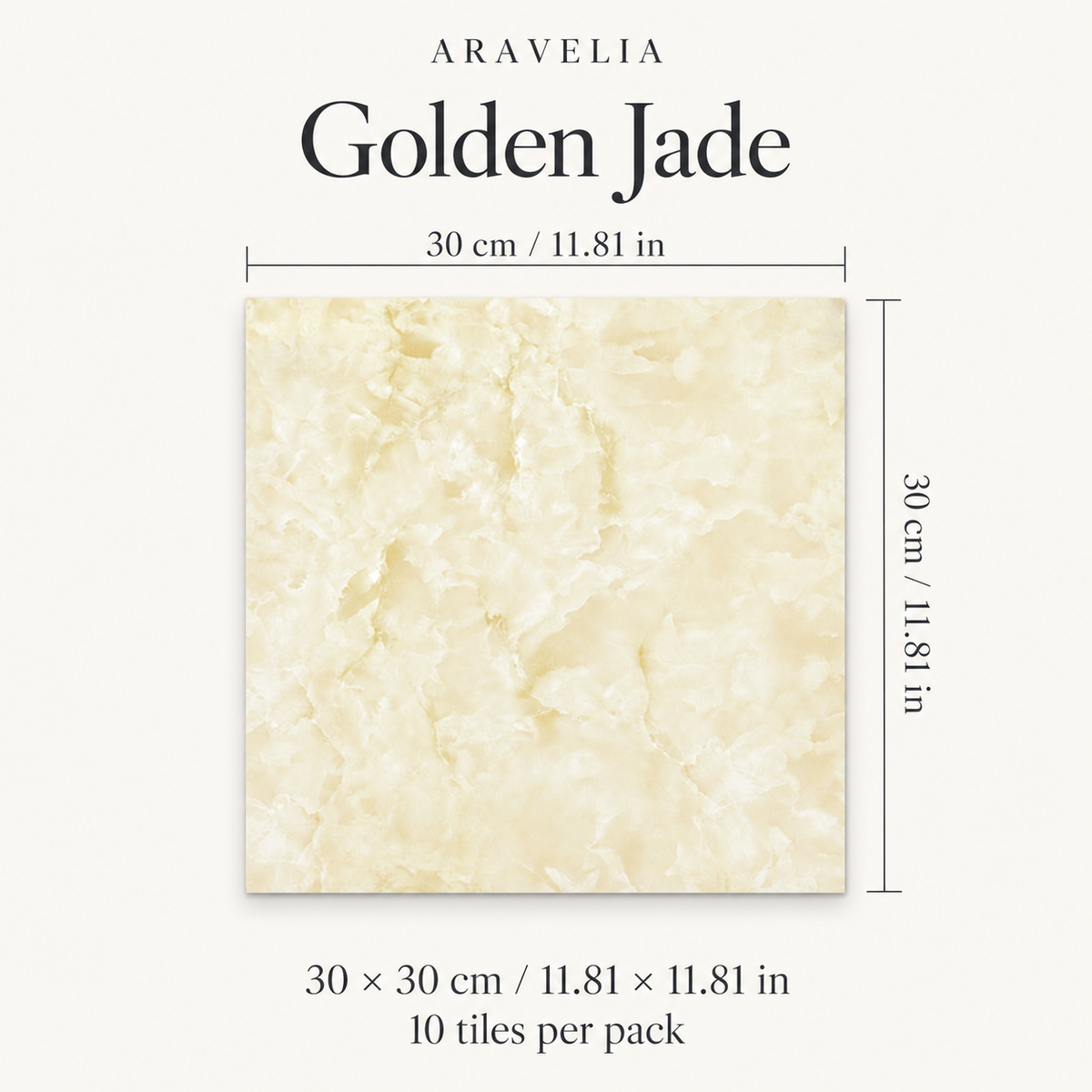 Golden Jade — 10 tiles, each 30 × 30 cm (11.81 × 11.81 in)