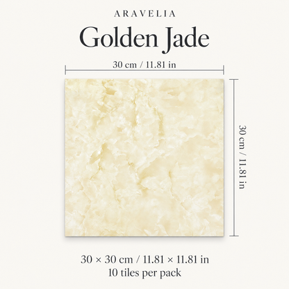 Golden Jade — 10 tiles, each 30 × 30 cm (11.81 × 11.81 in)