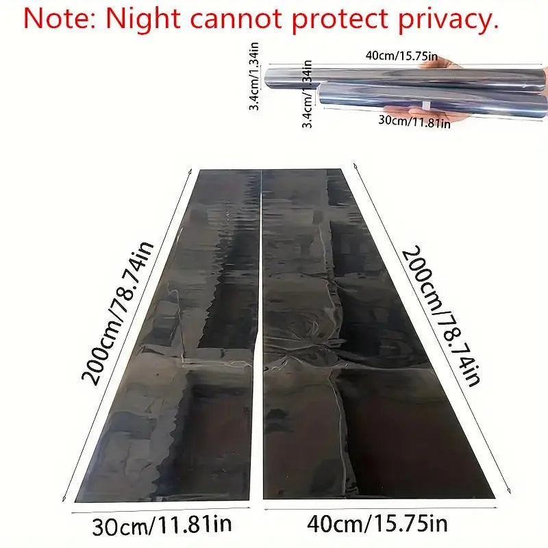 Roll dimensions and reminder that privacy does not work at night