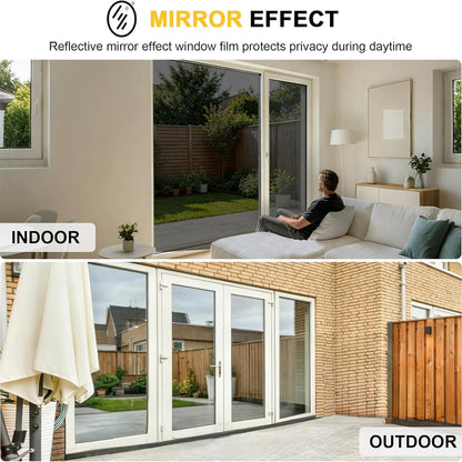 Daytime one-way mirror privacy viewed indoors and outdoors
