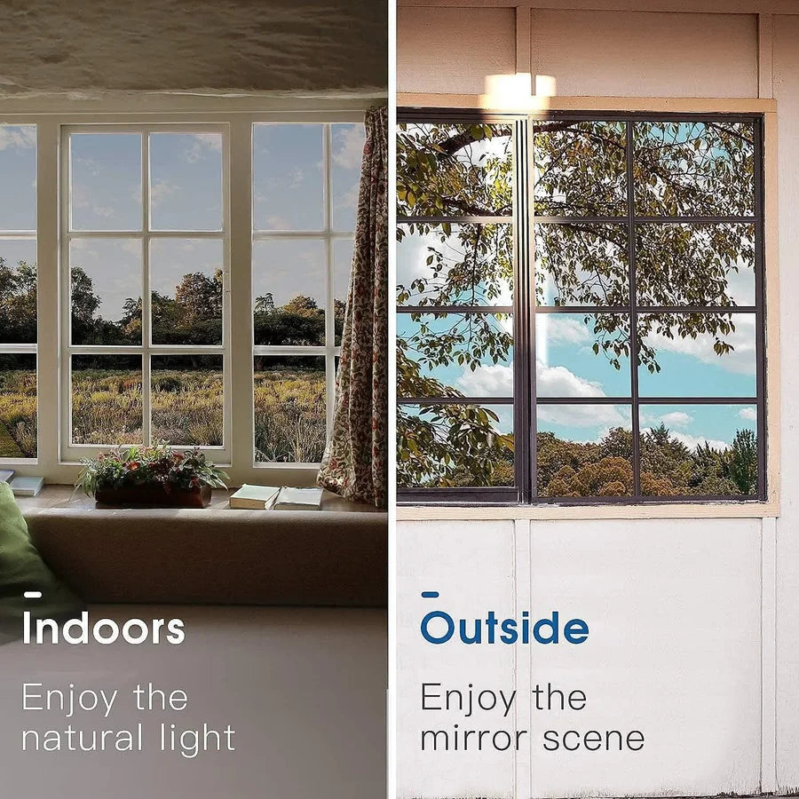Natural light indoors and reflective glass outdoors